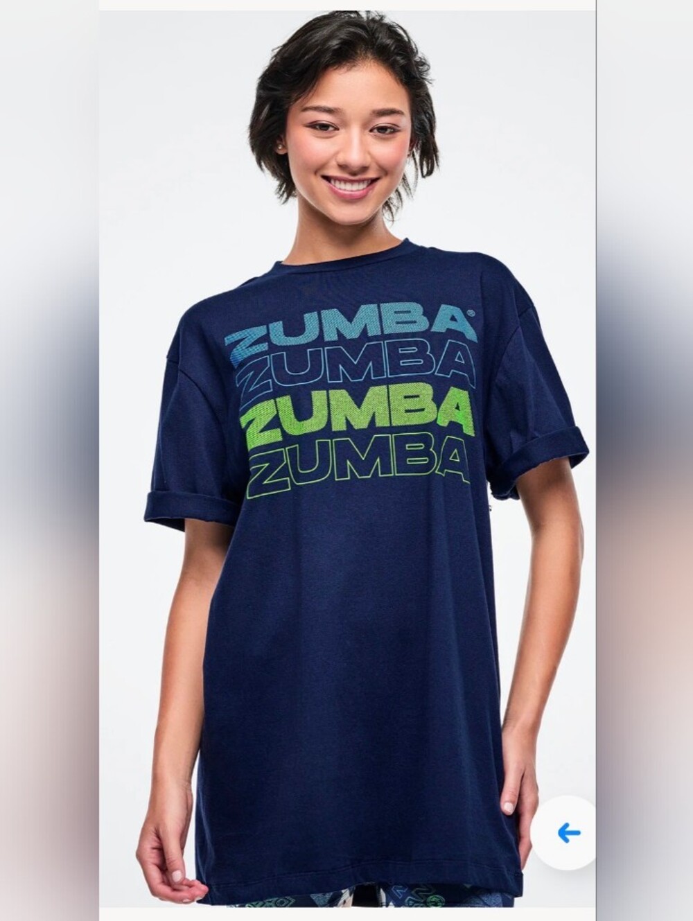 Zumba Navy Graphic Tee with Blue & Lime Logo